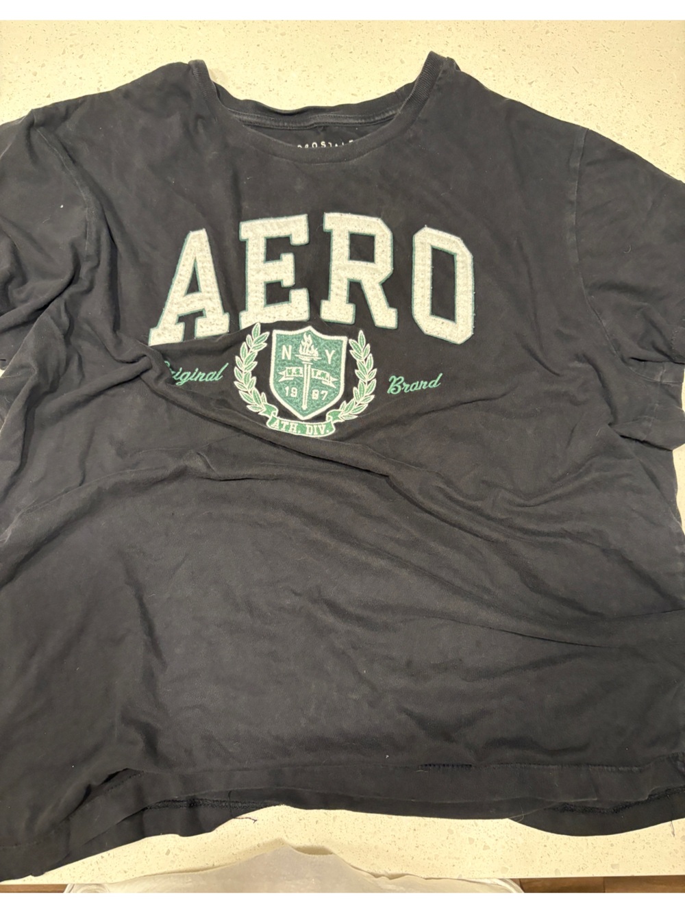 Aeropostale Black Tee with White and Green Crest